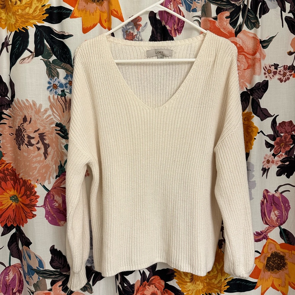 Small Loft White Knit Sweater